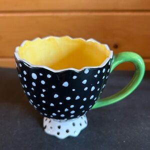 Department 56 Polka Dot Mug with Green Handle